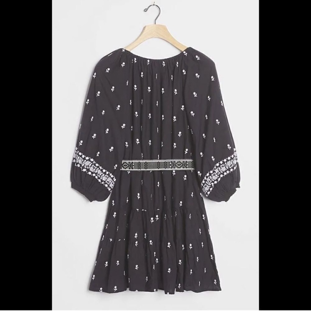 Anthropologie Cleobella Sahra Black Embroidered Mini Dress-Small - Picture 3 of 4